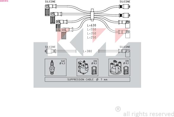 KW 359 815 - Комплект проводів запалювання autocars.com.ua