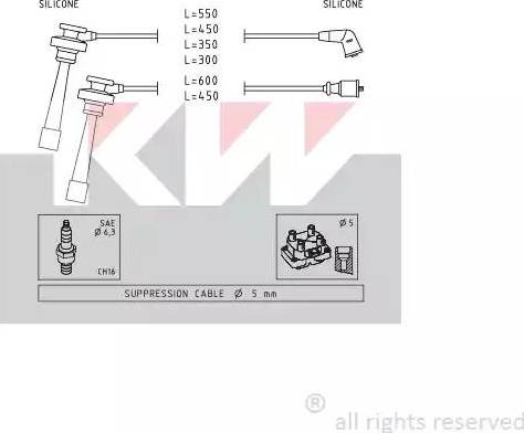 KW 360 344 - Комплект проводів запалювання autocars.com.ua