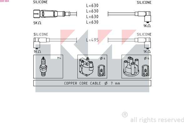 KW 360 364 - Комплект проводов зажигания autodnr.net