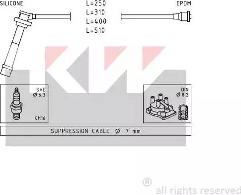 KW 360 434 - Комплект проводів запалювання autocars.com.ua