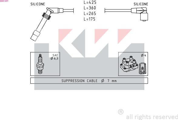 KW 360 531 - Комплект проводов зажигания avtokuzovplus.com.ua