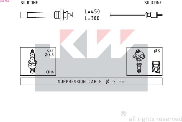 KW 360 764 - Комплект проводов зажигания autodnr.net
