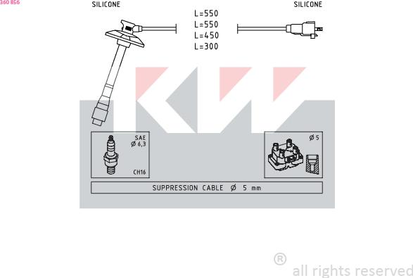 KW 360 856 - Комплект проводів запалювання autocars.com.ua