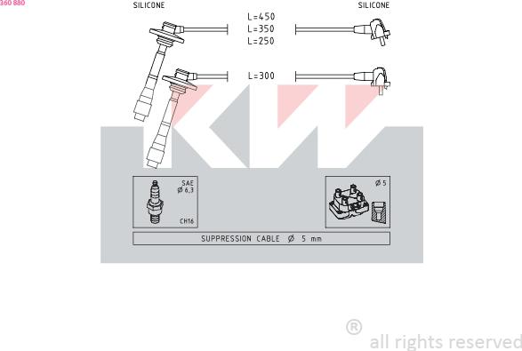 KW 360 880 - Комплект проводів запалювання autocars.com.ua