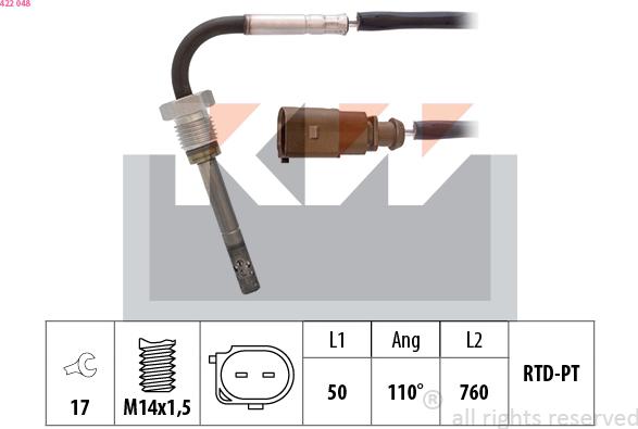 KW 422 048 - Датчик, температура выхлопных газов avtokuzovplus.com.ua