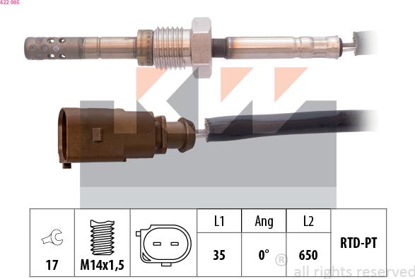 KW 422 065 - Датчик, температура вихлопних газів autocars.com.ua