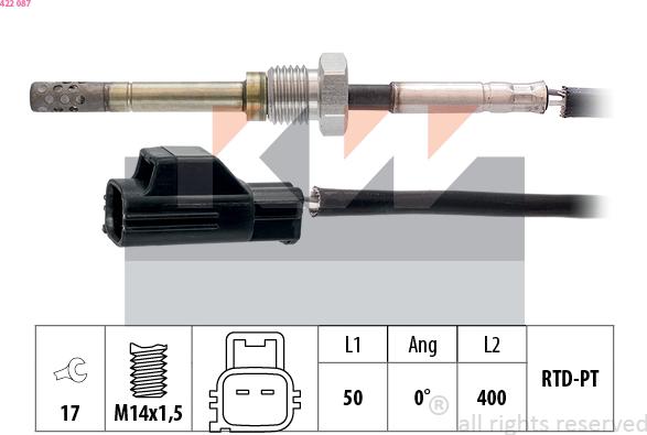 KW 422 087 - Датчик, температура выхлопных газов avtokuzovplus.com.ua