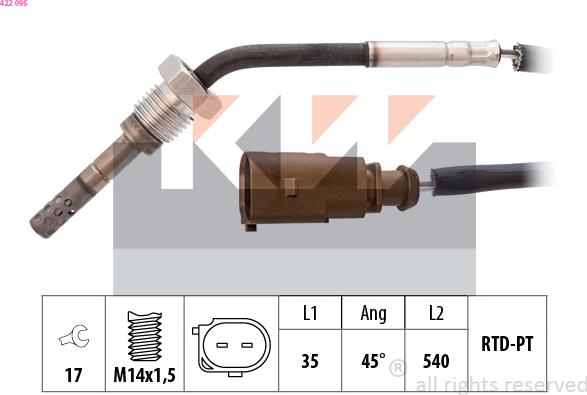 KW 422 095 - Датчик, температура выхлопных газов avtokuzovplus.com.ua