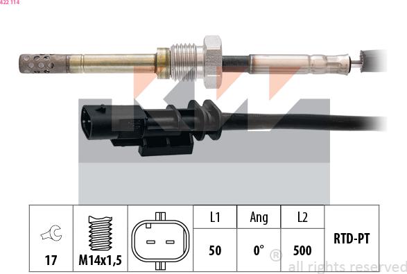 KW 422 114 - Датчик, температура выхлопных газов avtokuzovplus.com.ua