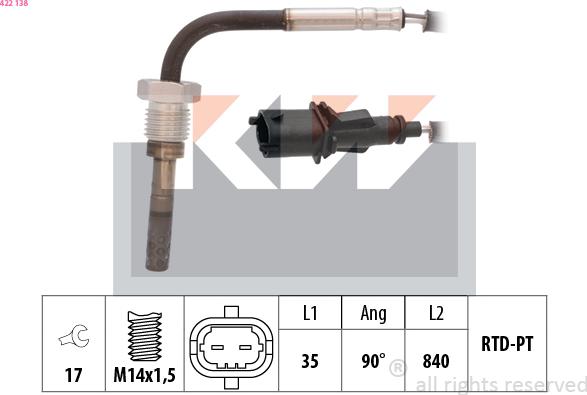 KW 422 138 - Датчик, температура выхлопных газов autodnr.net