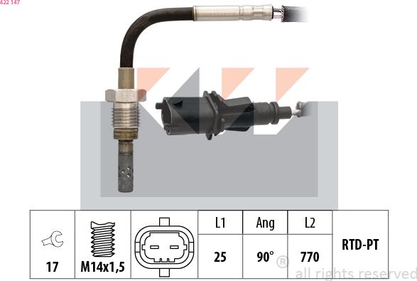 KW 422 147 - Датчик, температура выхлопных газов avtokuzovplus.com.ua