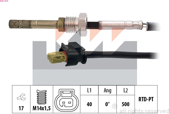 KW 422 153 - Датчик, температура выхлопных газов avtokuzovplus.com.ua