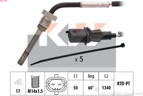 KW 422 234 - Датчик, температура выхлопных газов avtokuzovplus.com.ua