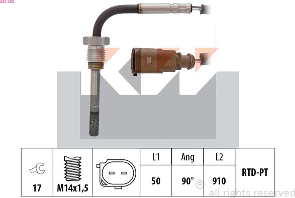 KW 422 242 - Датчик, температура выхлопных газов avtokuzovplus.com.ua