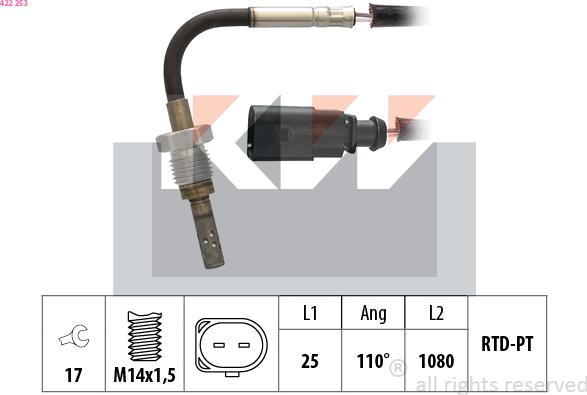 KW 422 253 - Датчик, температура выхлопных газов autodnr.net