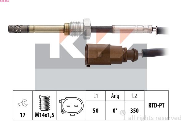 KW 422 264 - Датчик, температура выхлопных газов avtokuzovplus.com.ua