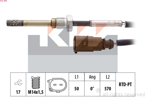 KW 422 266 - Датчик, температура выхлопных газов avtokuzovplus.com.ua