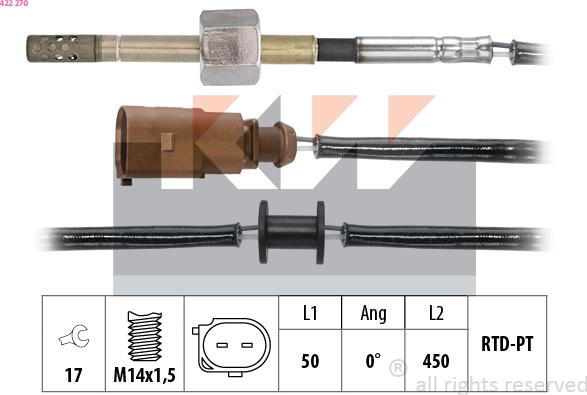 KW 422 270 - Датчик, температура выхлопных газов avtokuzovplus.com.ua