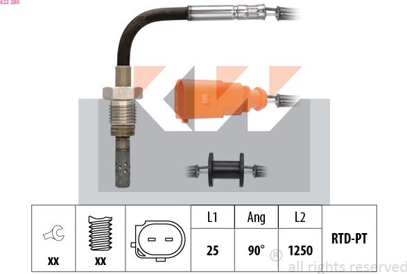 KW 422 280 - Датчик, температура выхлопных газов autodnr.net