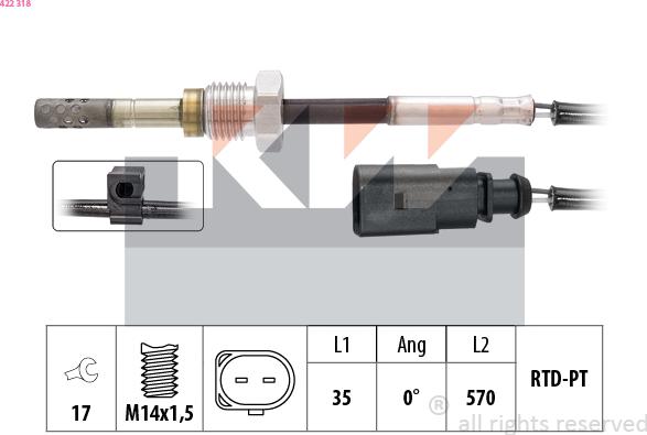 KW 422 318 - Датчик, температура выхлопных газов avtokuzovplus.com.ua