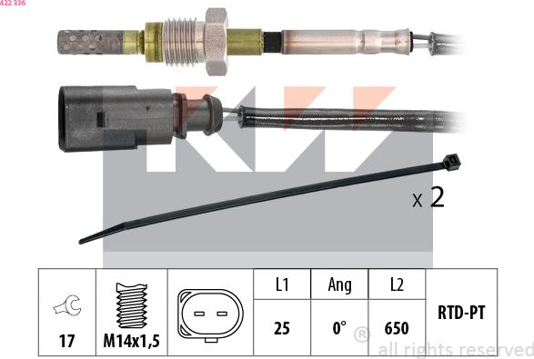 KW 422 336 - Датчик, температура выхлопных газов avtokuzovplus.com.ua