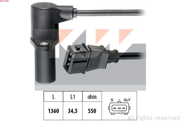 KW 453 040 - Датчик імпульсів, колінчастий вал autocars.com.ua