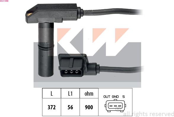 KW 453 048 - Датчик імпульсів, колінчастий вал autocars.com.ua