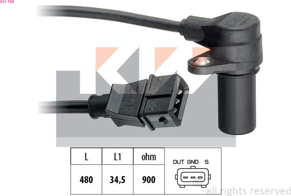 KW 453 168 - Датчик імпульсів, колінчастий вал autocars.com.ua