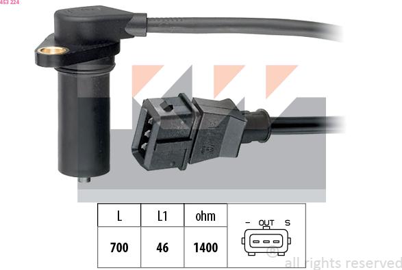 KW 453 224 - Датчик імпульсів, колінчастий вал autocars.com.ua