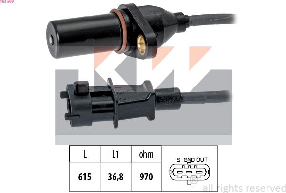 KW 453 569 - Датчик імпульсів, колінчастий вал autocars.com.ua