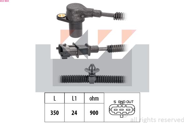 KW 453 850 - Датчик імпульсів, колінчастий вал autocars.com.ua