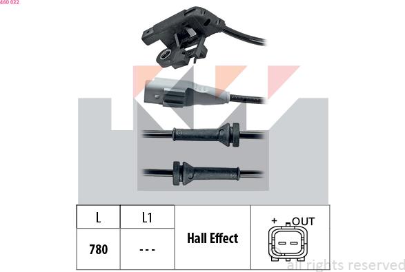 KW 460 032 - Датчик ABS, частота вращения колеса autodnr.net