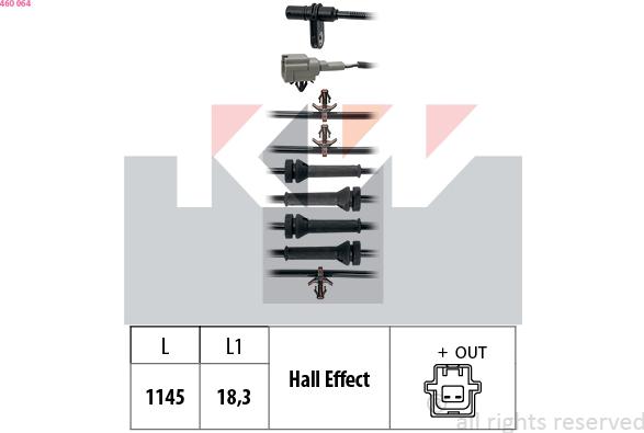 KW 460 064 - Датчик ABS, частота вращения колеса avtokuzovplus.com.ua