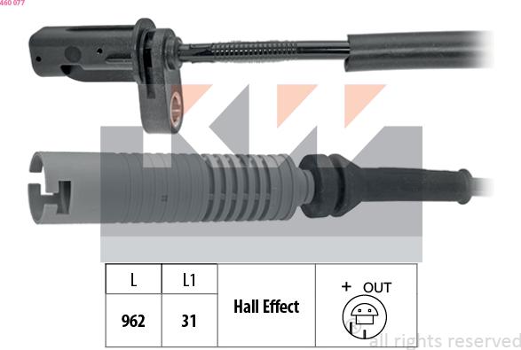 KW 460 077 - Датчик ABS, частота вращения колеса autodnr.net