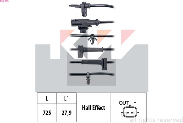 KW 460 095 - Датчик ABS, частота вращения колеса avtokuzovplus.com.ua