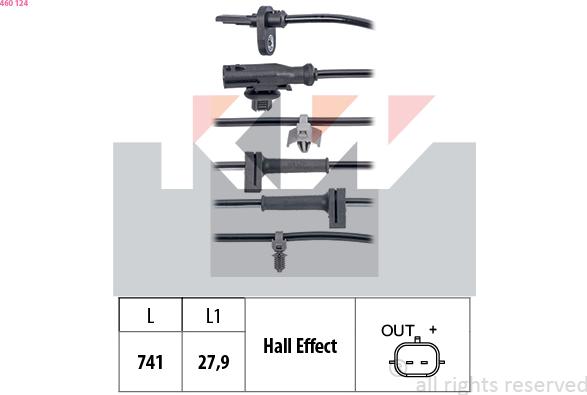 KW 460 124 - Датчик ABS, частота вращения колеса avtokuzovplus.com.ua
