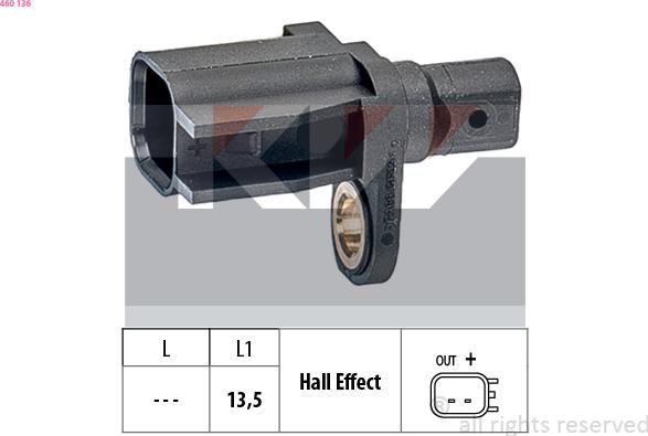 KW 460 136 - Датчик ABS, частота вращения колеса avtokuzovplus.com.ua