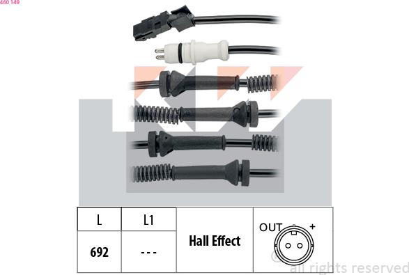 KW 460 149 - Датчик ABS, частота обертання колеса autocars.com.ua