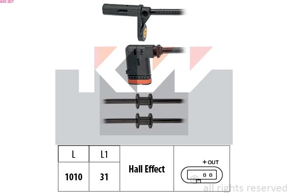 KW 460 207 - Датчик ABS, частота вращения колеса autodnr.net