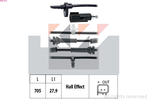 KW 460 212 - Датчик ABS, частота вращения колеса avtokuzovplus.com.ua