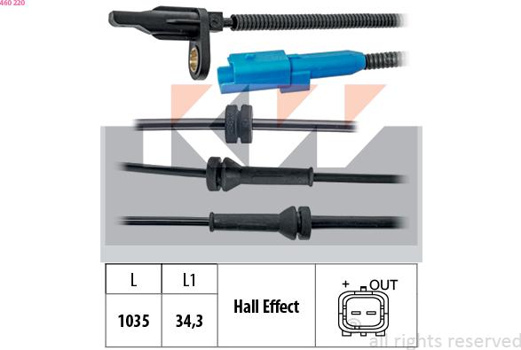 KW 460 220 - Датчик ABS, частота вращения колеса avtokuzovplus.com.ua