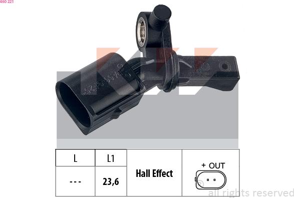 KW 460 221 - Датчик ABS, частота обертання колеса autocars.com.ua