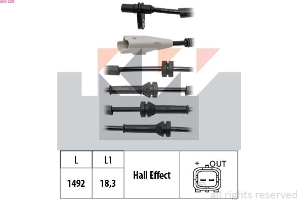 KW 460 229 - Датчик ABS, частота вращения колеса avtokuzovplus.com.ua