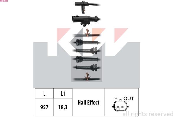 KW 460 231 - Датчик ABS, частота вращения колеса avtokuzovplus.com.ua