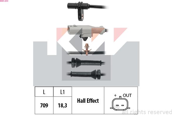 KW 460 233 - Датчик ABS, частота обертання колеса autocars.com.ua