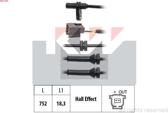 KW 460 236 - Датчик ABS, частота обертання колеса autocars.com.ua