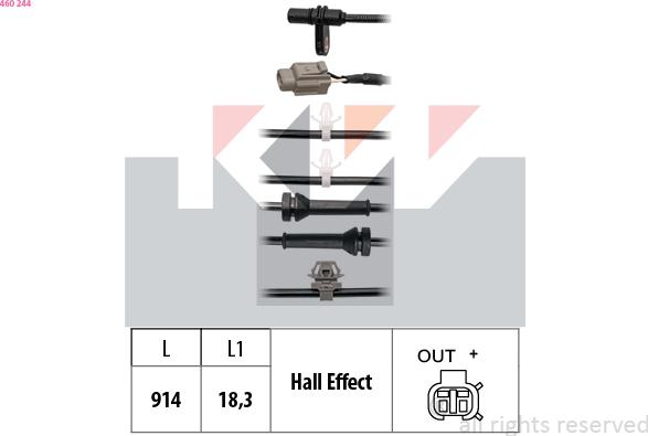 KW 460 244 - Датчик ABS, частота обертання колеса autocars.com.ua