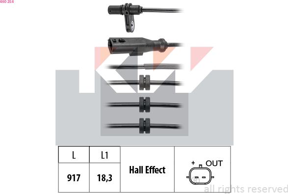 KW 460 254 - Датчик ABS, частота обертання колеса autocars.com.ua