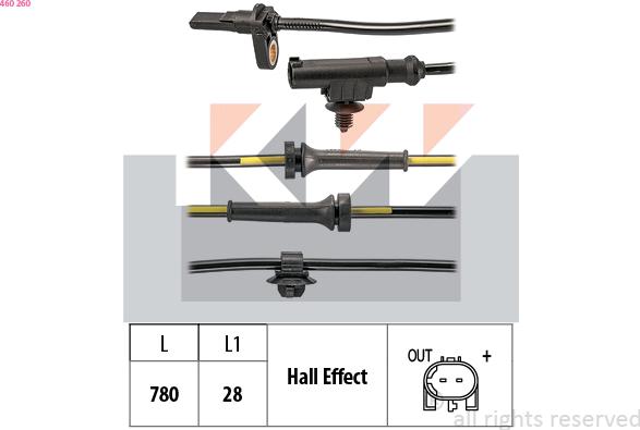 KW 460 260 - Датчик ABS, частота вращения колеса avtokuzovplus.com.ua