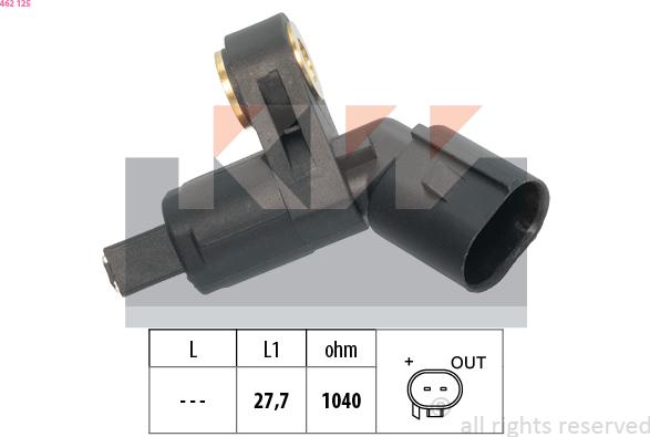 KW 462 125 - Датчик ABS, частота обертання колеса autocars.com.ua